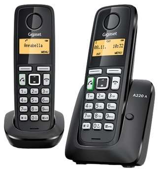 Телефон GIGASET Р/ Dect A220A Duo черный автооветчик АОН